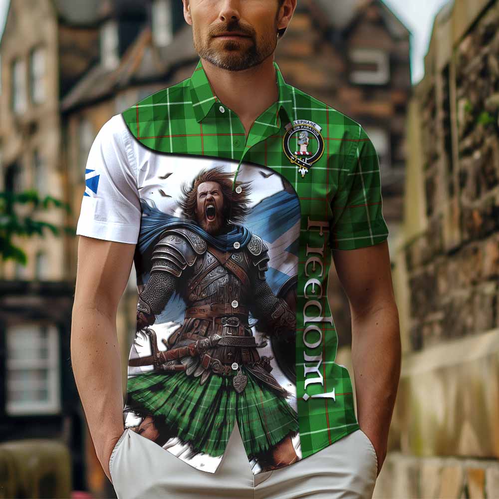 Tartan Vibes Clothing Clephane (Clephan) Crest Tartan Short Sleeve Button Shirt Inspired by the Freedom of Scottish Warrior