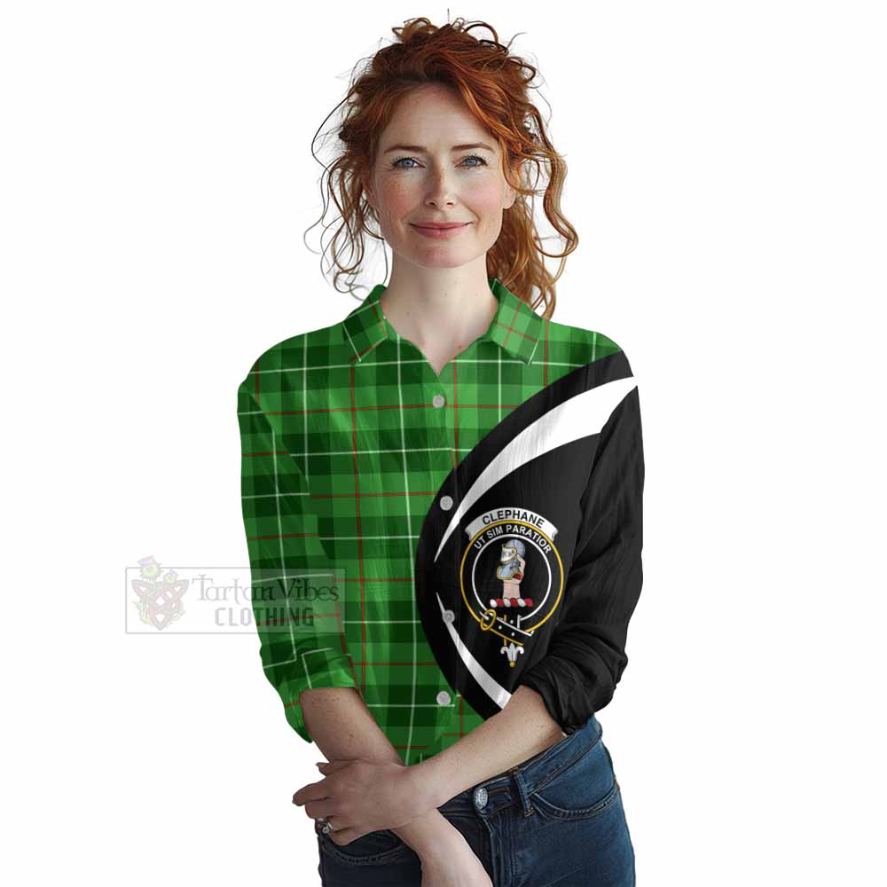 Tartan Vibes Clothing Clephane (Clephan) Tartan Women's Casual Shirt with Family Crest Circle Style