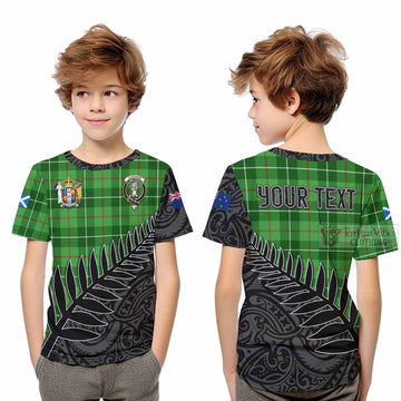 Clephane (Clephan) Crest Tartan Kid T-Shirt with New Zealand Silver Fern Half Style Youth XL Size14 - Tartan Vibes Clothing