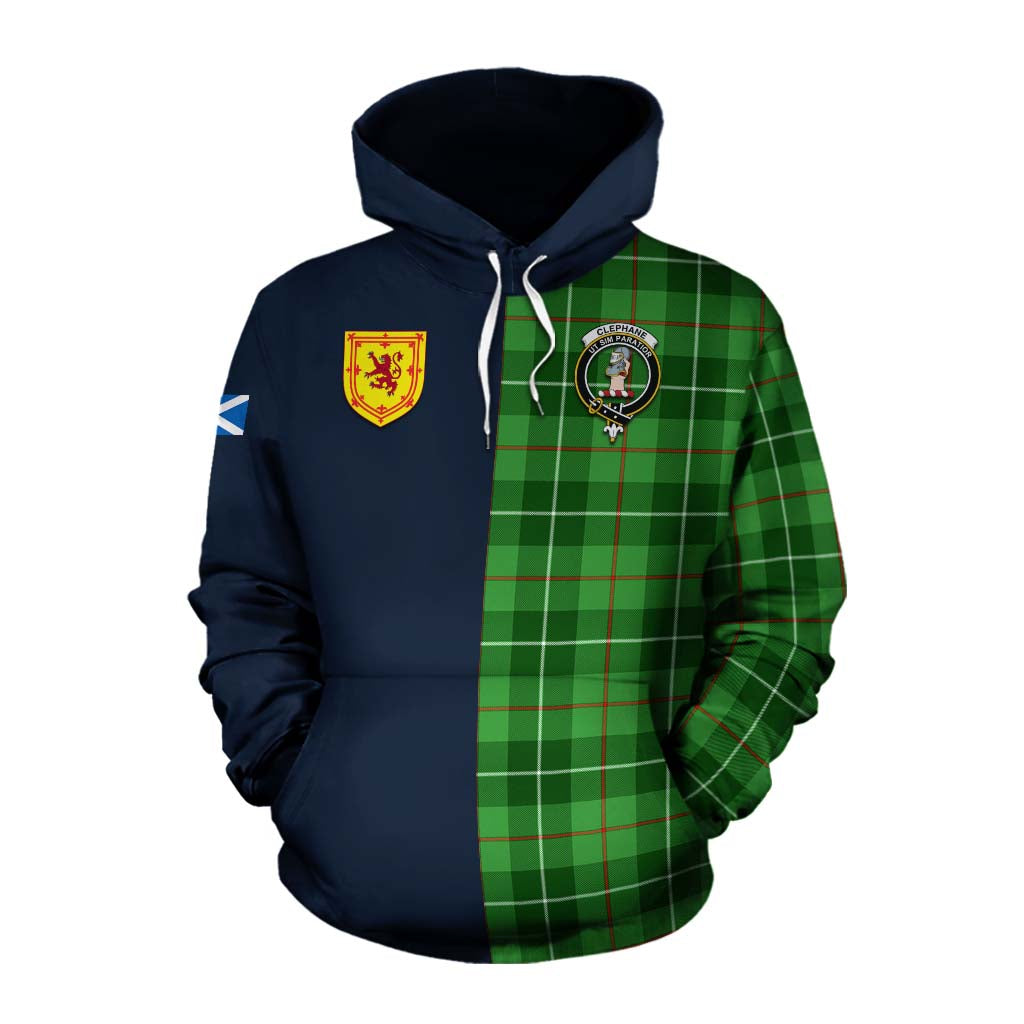 Clephane (Clephan) Tartan Cotton Hoodie Alba with Scottish Lion Royal Arm Half Style Pullover Hoodie XS - Tartan Vibes Clothing