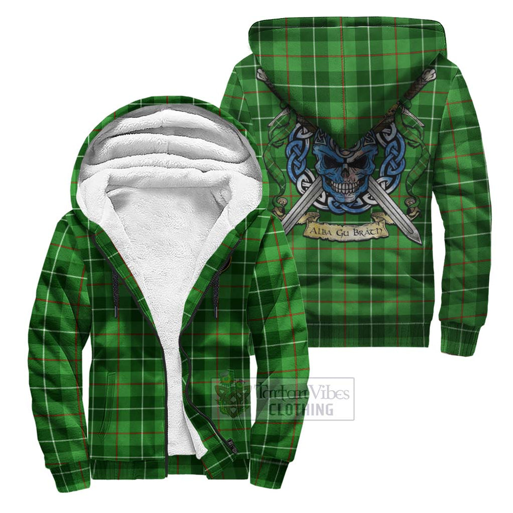 Tartan Vibes Clothing Clephane (Clephan) Tartan Sherpa Hoodie with Family Crest Celtic Skull Style