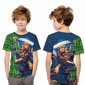 Clephane (Clephan) Tartan Family Crest Kid T-Shirt with Scottish Majestic Lion Youth XL Size14 - Tartan Vibes Clothing