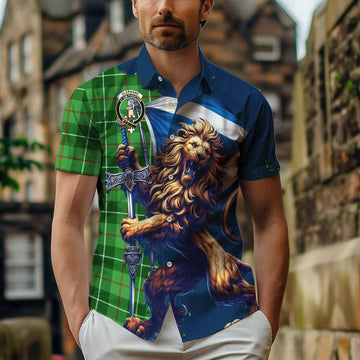 Clephane (Clephan) Tartan Family Crest Hawaiian Shirt with Scottish Majestic Lion Kid - Tartan Vibes Clothing