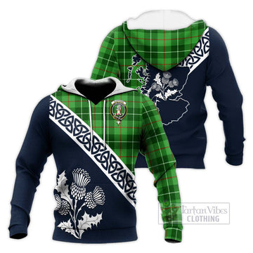 Clephane (Clephan) Tartan Knitted Hoodie Featuring Thistle and Scotland Map Unisex Knitted Pullover Hoodie - Tartan Vibes Clothing