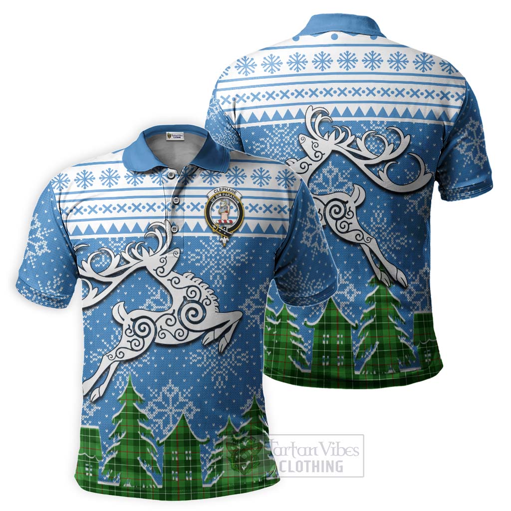 Tartan Vibes Clothing Clephane (Clephan) Clan Christmas Polo Shirt Celtic Reindeer Style