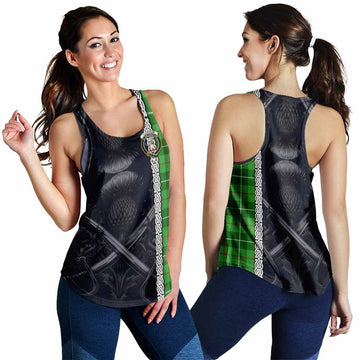 Tartan Vibes Clothing Clephane (Clephan) Tartan Women's Racerback Tanks with Family Crest Cross Sword Thistle Celtic Vibes