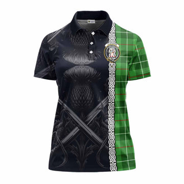 Tartan Vibes Clothing Clephane (Clephan) Tartan Women's Polo Shirt with Family Crest Cross Sword Thistle Celtic Vibes