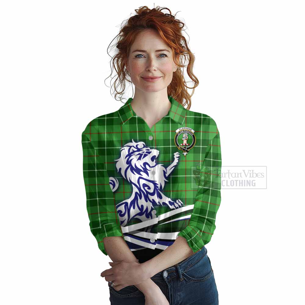 Tartan Vibes Clothing Clephane (Clephan) Tartan Women's Casual Shirt with Alba Gu Brath Regal Lion Emblem