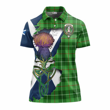 Clephane (Clephan) Tartan Family Crest Women's Polo Shirt Scottish Thistle Celtic Inspired Women - Tartan Vibes Clothing
