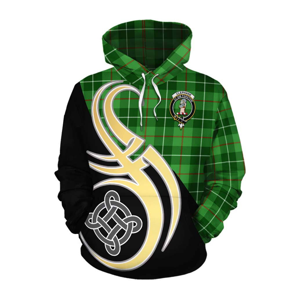 Clephane (Clephan) Tartan Cotton Hoodie with Family Crest and Celtic Symbol Style Pullover Hoodie XS - Tartan Vibes Clothing