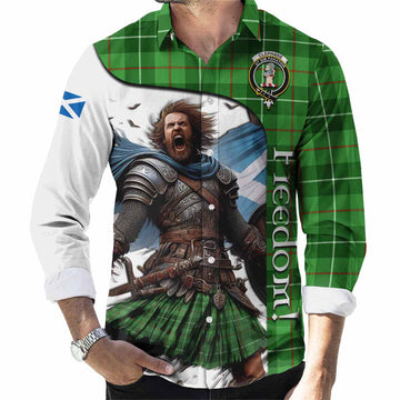 Tartan Vibes Clothing Clephane (Clephan) Crest Tartan Long Sleeve Button Shirt Inspired by the Freedom of Scottish Warrior