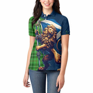 Clephane (Clephan) Tartan Family Crest Women's Polo Shirt with Scottish Majestic Lion Women - Tartan Vibes Clothing