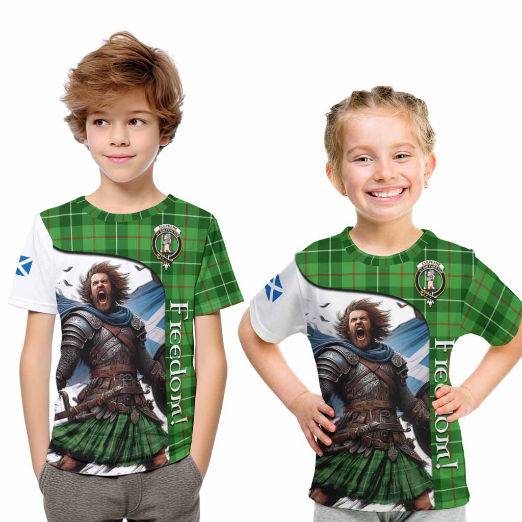 Tartan Vibes Clothing Clephane (Clephan) Crest Tartan Kid T-Shirt Inspired by the Freedom of Scottish Warrior