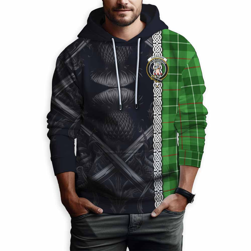 Clephane (Clephan) Tartan Hoodie with Family Crest Cross Sword Thistle Celtic Vibes Pullover Hoodie - Tartan Vibes Clothing