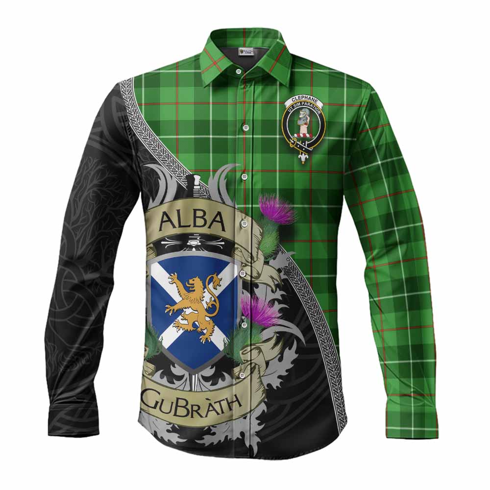Clephane (Clephan) Tartan Family Crest Long Sleeve Button Shirt Lion Rampant Royal Thistle Shield Celtic Inspired Men's Shirt S - Tartan Vibes Clothing