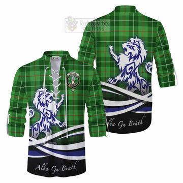 Clephane (Clephan) Tartan Ghillie Kilt Shirt with Alba Gu Brath Regal Lion Emblem Men - Tartan Vibes Clothing