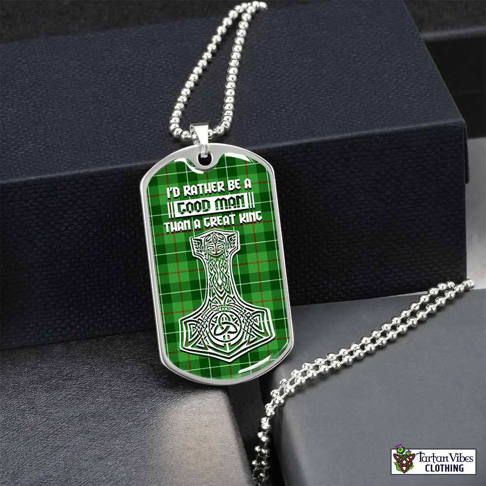 Clephane (Clephan) Tartan Dog Tag Necklace Viking Mjolnir Style Silver No - Tartan Vibes Clothing