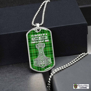 Clephane (Clephan) Tartan Dog Tag Necklace Viking Mjolnir Style Silver No - Tartan Vibes Clothing