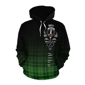 Tartan Vibes Clothing Clephane (Clephan) Tartan Cotton Hoodie Featuring Alba Gu Brath Family Crest Celtic Inspired