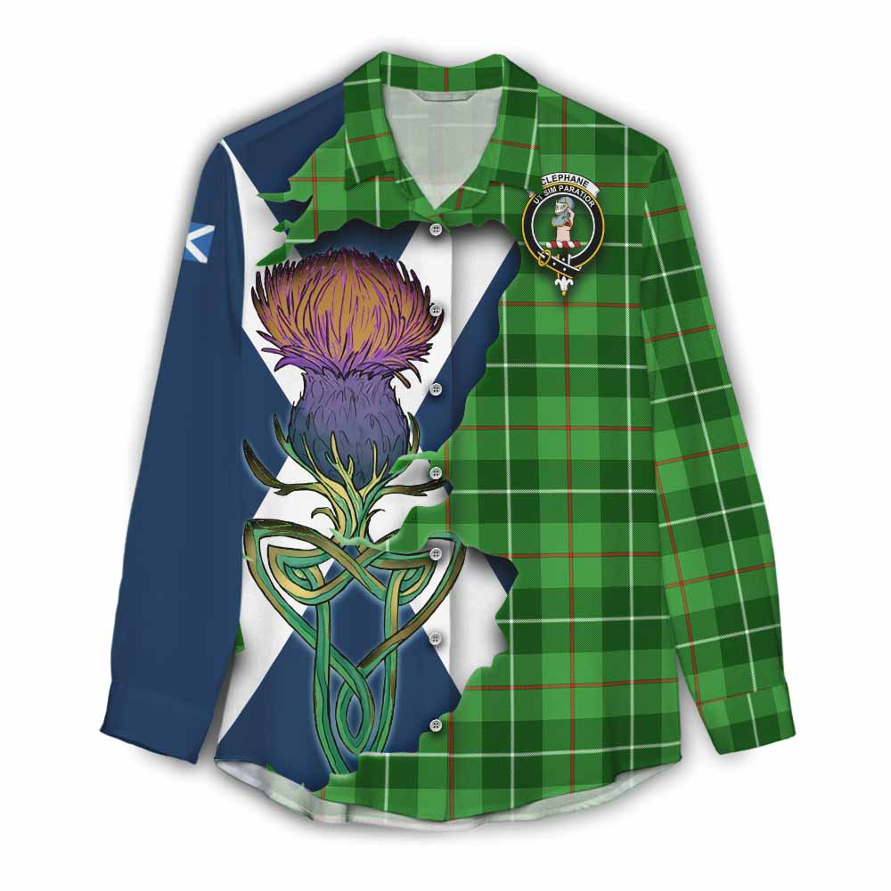 Clephane (Clephan) Tartan Family Crest Women's Casual Shirt Scottish Thistle Celtic Inspired Female - Tartan Vibes Clothing