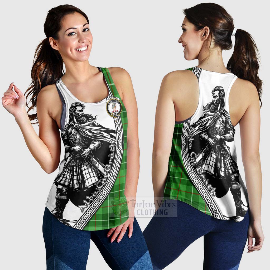 Clephane (Clephan) Tartan Clan Crest Women's Racerback Tanks with Highlander Warrior Celtic Style 4XL - Tartan Vibes Clothing