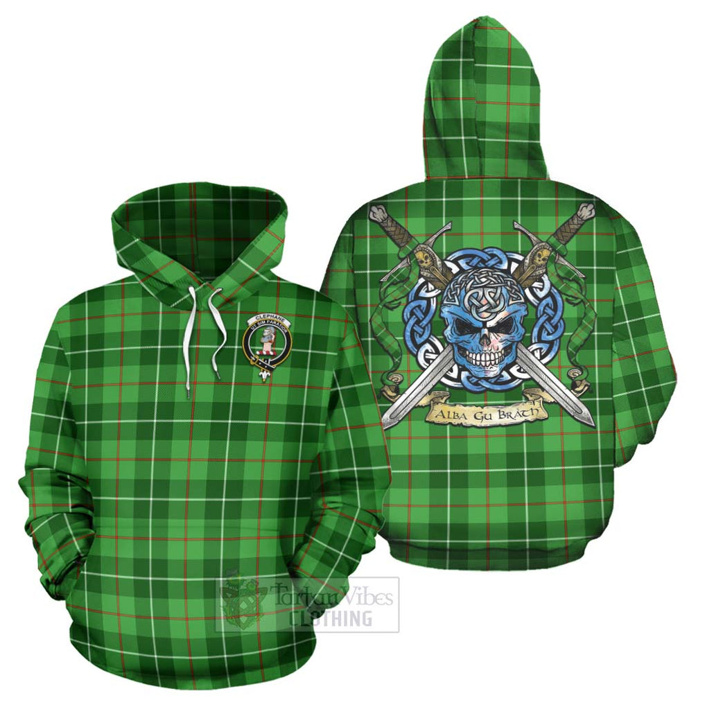 Clephane (Clephan) Tartan Hoodie with Family Crest Celtic Skull Style Zip Hoodie - Tartan Vibes Clothing