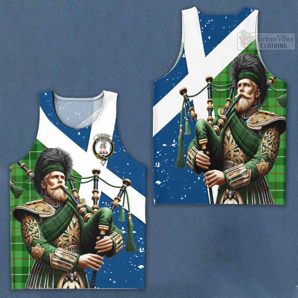 Clephane (Clephan) Tartan Men's Tank Top with Family Crest Scottish Bagpiper Vibes Men - Tartan Vibes Clothing