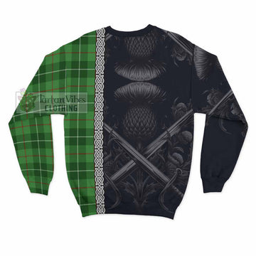 Tartan Vibes Clothing Clephane (Clephan) Tartan Sweatshirt with Family Crest Cross Sword Thistle Celtic Vibes