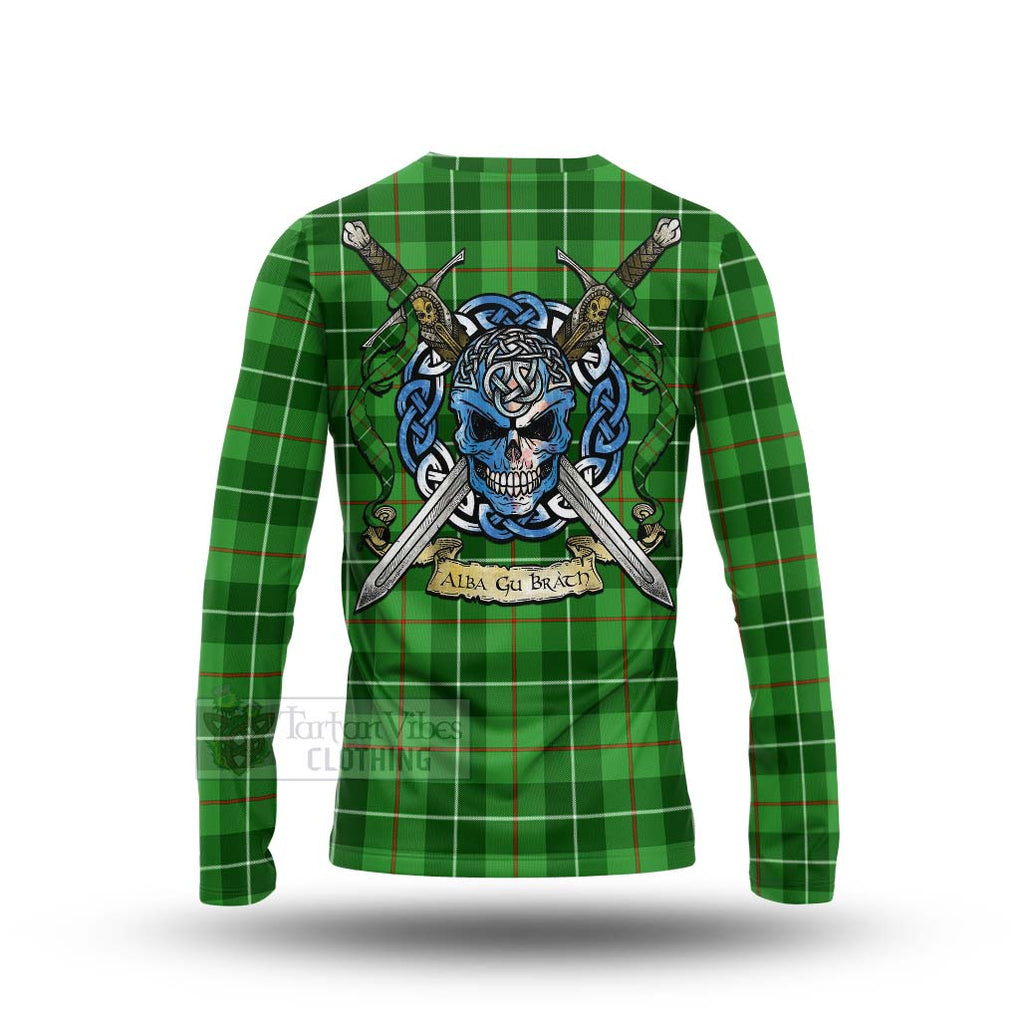 Clephane (Clephan) Tartan Long Sleeve T-Shirt with Family Crest Celtic Skull Style - Tartan Vibes Clothing