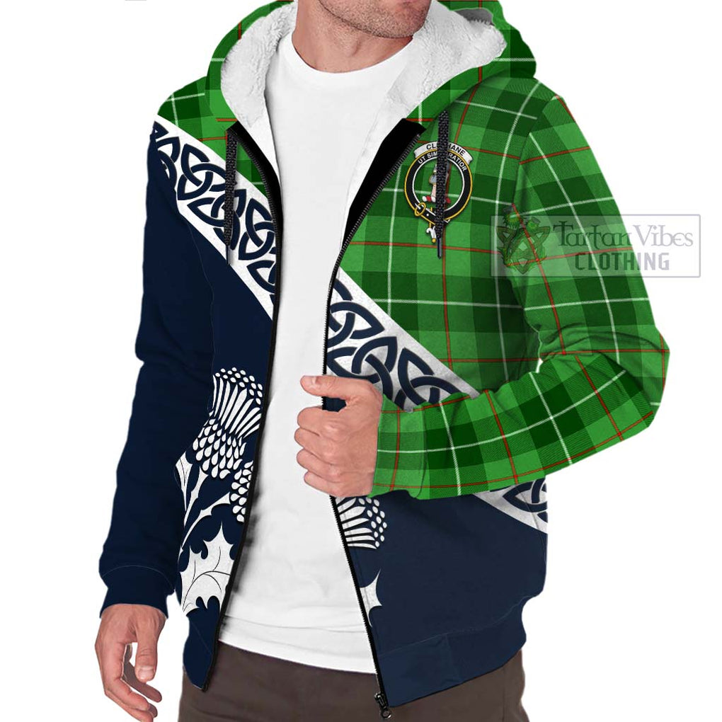 Clephane (Clephan) Tartan Sherpa Hoodie Featuring Thistle and Scotland Map - Tartan Vibes Clothing