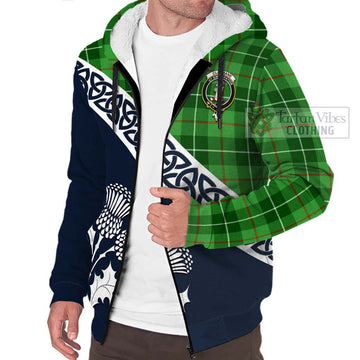 Clephane (Clephan) Tartan Sherpa Hoodie Featuring Thistle and Scotland Map - Tartan Vibes Clothing