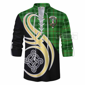 Clephane (Clephan) Tartan Ghillie Kilt Shirt with Family Crest and Celtic Symbol Style - Tartan Vibes Clothing