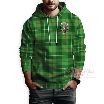 Clephane (Clephan) Tartan Hoodie with Family Crest and Bearded Skull Holding Bottles of Whiskey - Tartan Vibes Clothing