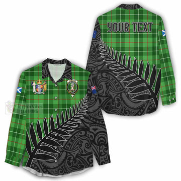 Clephane (Clephan) Crest Tartan Women's Casual Shirt with New Zealand Silver Fern Half Style - Tartan Vibes Clothing