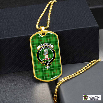 Clephane (Clephan) Tartan Dog Tag Necklace with Family Crest Gold No - Tartan Vibes Clothing