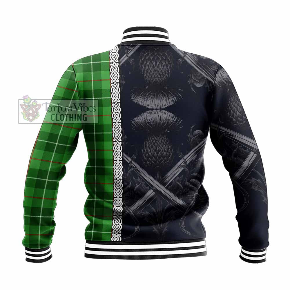 Clephane (Clephan) Tartan Baseball Jacket with Family Crest Cross Sword Thistle Celtic Vibes - Tartan Vibes Clothing