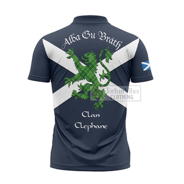 Clephane (Clephan) Tartan Lion Rampant Zipper Polo Shirt Proudly Display Your Heritage with Alba Gu Brath and Clan Name - Tartan Vibes Clothing
