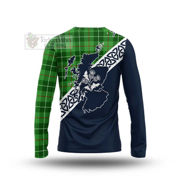 Clephane (Clephan) Tartan Long Sleeve T-Shirt Featuring Thistle and Scotland Map - Tartan Vibes Clothing
