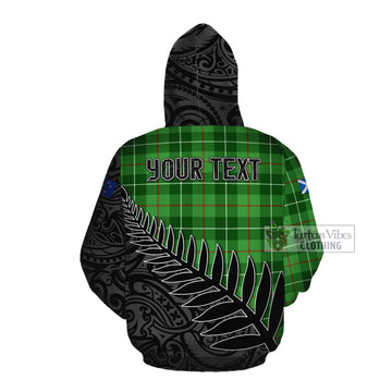 Clephane (Clephan) Crest Tartan Cotton Hoodie with New Zealand Silver Fern Half Style Pullover Hoodie - Tartan Vibes Clothing