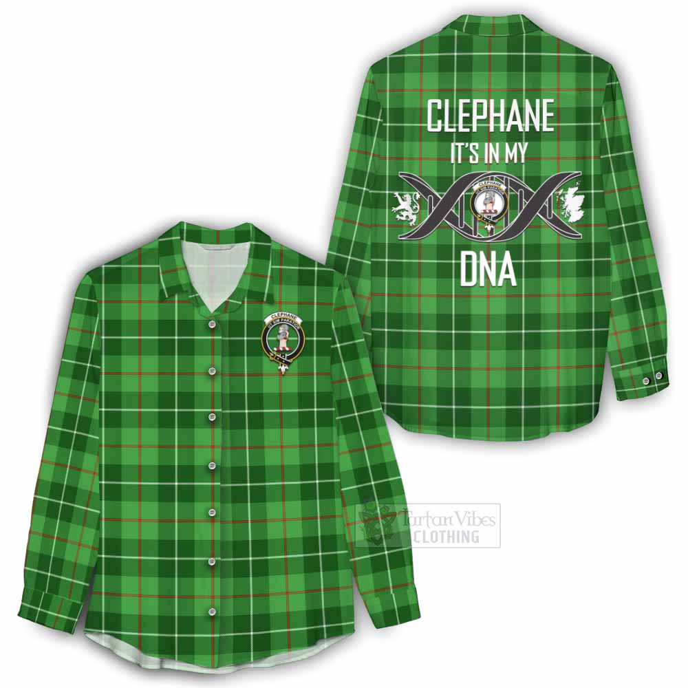 Tartan Vibes Clothing Clephane (Clephan) Tartan Women's Casual Shirt with Family Crest DNA In Me Style