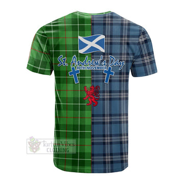 Tartan Vibes Clothing Clephane (Clephan) Tartan Cotton T-shirt Happy St. Andrew's Day Half Tartan Style
