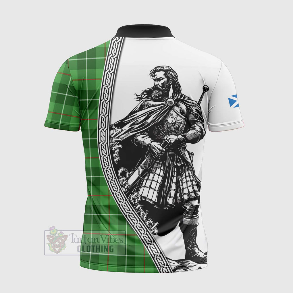 Clephane (Clephan) Tartan Clan Crest Zipper Polo Shirt with Highlander Warrior Celtic Style - Tartan Vibes Clothing