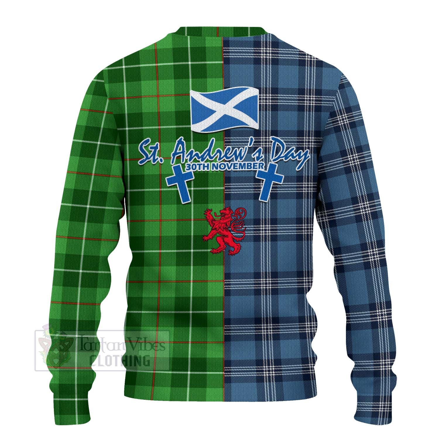Clephane (Clephan) Tartan Knitted Sweater Happy St. Andrew's Day Half Tartan Style - Tartan Vibes Clothing
