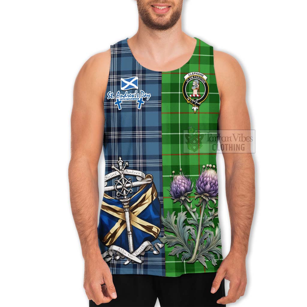 Clephane (Clephan) Tartan Men's Tank Top Happy St. Andrew's Day Half Tartan Style - Tartan Vibes Clothing
