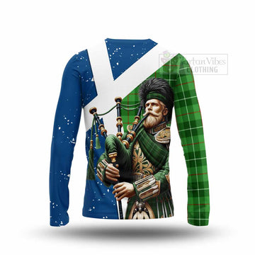 Clephane (Clephan) Tartan Long Sleeve T-Shirt with Family Crest Scottish Bagpiper Vibes - Tartan Vibes Clothing
