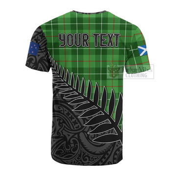 Tartan Vibes Clothing Clephane (Clephan) Crest Tartan Cotton T-shirt with New Zealand Silver Fern Half Style