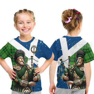 Clephane (Clephan) Tartan Kid T-Shirt with Family Crest Scottish Bagpiper Vibes - Tartan Vibes Clothing