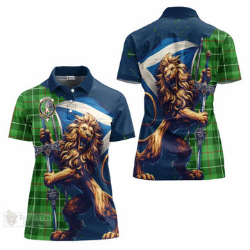 Clephane (Clephan) Tartan Family Crest Women's Polo Shirt with Scottish Majestic Lion - Tartan Vibes Clothing