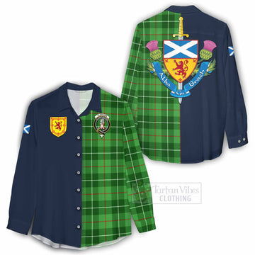 Tartan Vibes Clothing Clephane (Clephan) Tartan Women's Casual Shirt Alba with Scottish Lion Royal Arm Half Style
