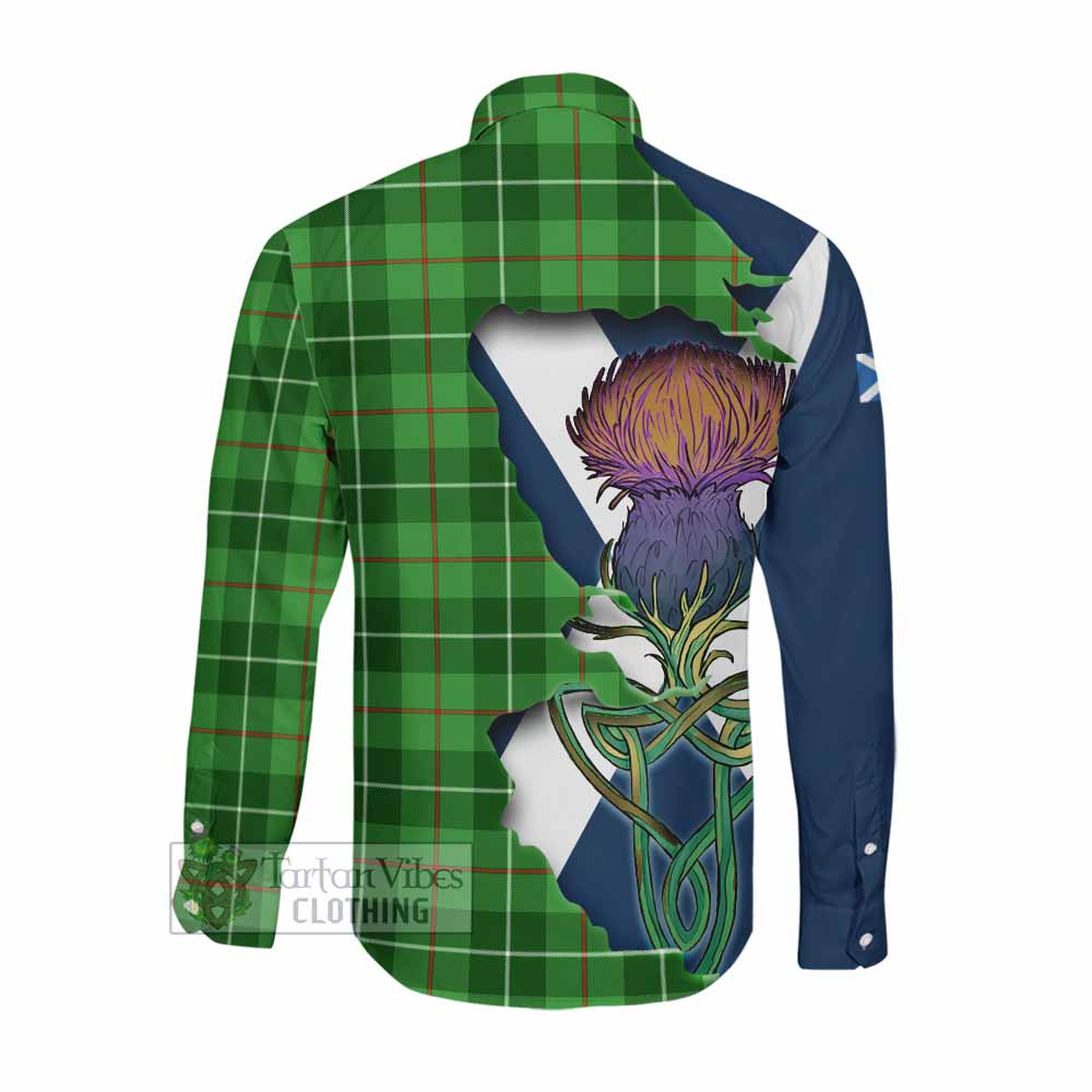 Tartan Vibes Clothing Clephane (Clephan) Tartan Family Crest Long Sleeve Button Shirt Scottish Thistle Celtic Inspired